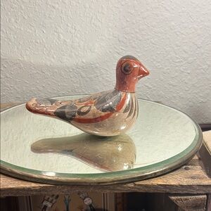 Signed Vintage Mexican Tonala potteryHandcrafted Ceramic Bird Figurine